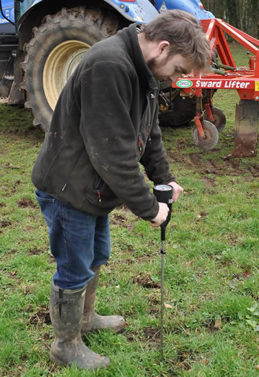 James Arkell tests ground for compaction with a penetrometer