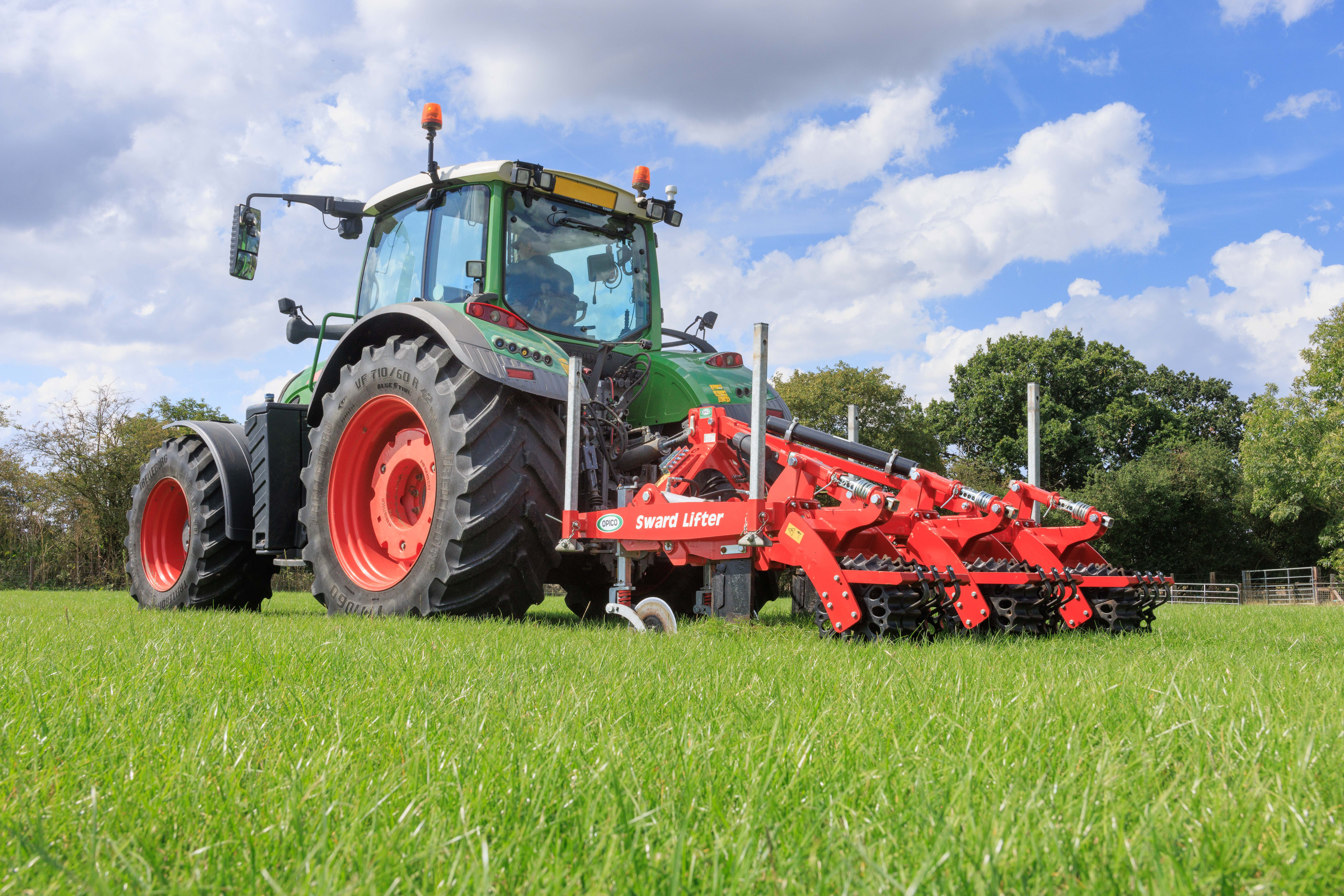 3m OPICO Sward Lifter behind a Fendt tractor