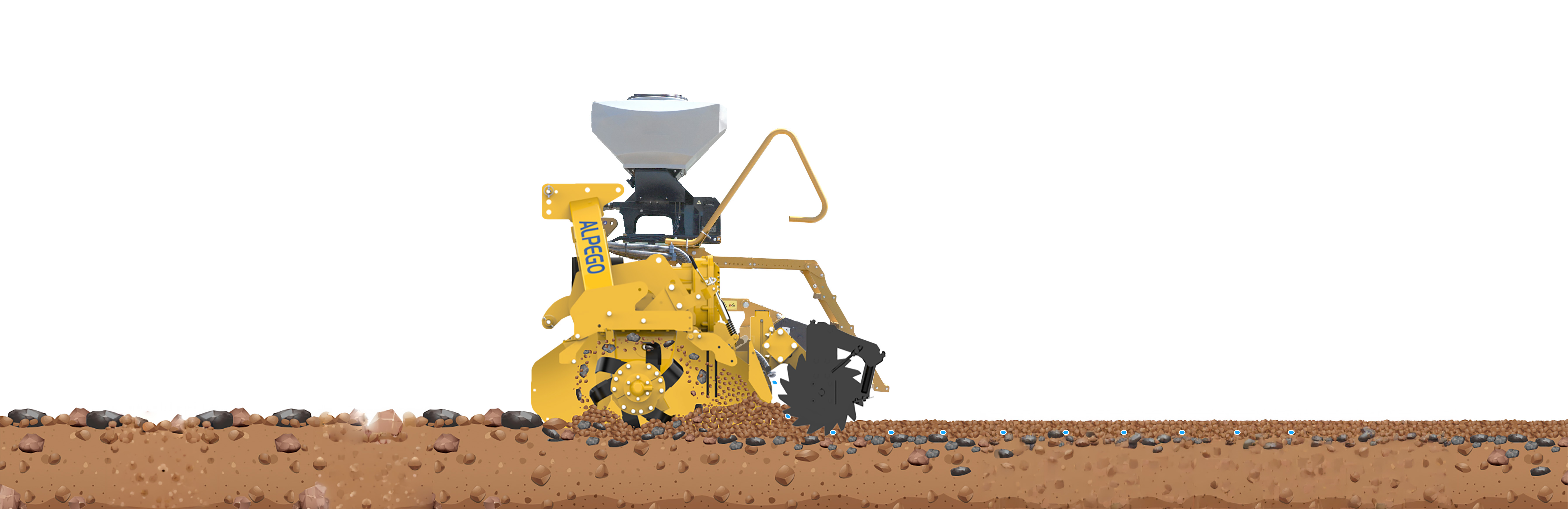 INVERSA stone burier with seeder diagram